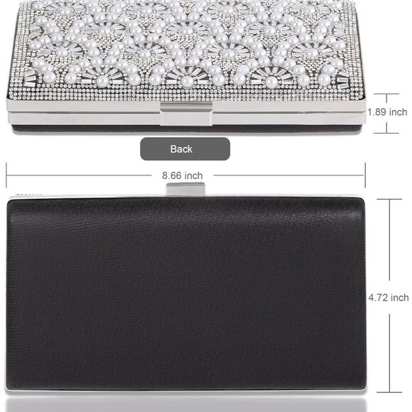 🆕Women Black Satin Fashion Party Evening Handbag Elegant Clutch Bag Accessories - Picture 4 of 8